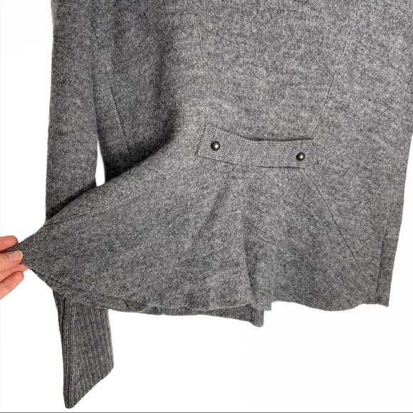 LOFT Gray 100% Wool Military Style Sweater Jacket - Picture 3 of 13